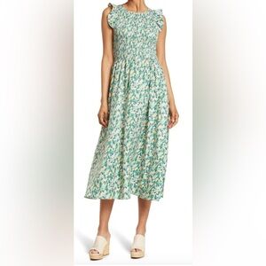 CODE X MODE Sleeveless Ruffle Floral Maxi Dress With Pockets - Size L